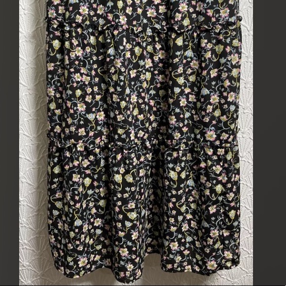 Who What Wear Black Floral Sleeveless Button Tie Waist Maxi Dress - Picture 10 of 11